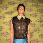 Vintage Barbie Ken Doll Black Hair Brown Eyes 80s 1983 Shorts Trunks Mesh Top