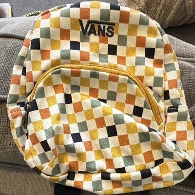 VANS Multicolor Checkered Backpack for Unisex Kids Zip Closure Adjustable Straps