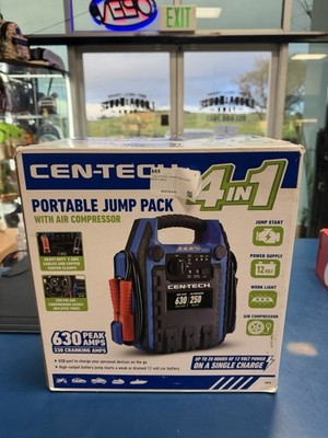 Cen-Tech Portable 4-in-1 Jump Start Power Pack with Light Air Compressor |  eBay