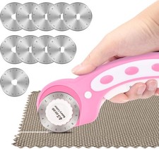 45mm Rotary Fabric Cutter with 10 Replacement Blades - Pink Color