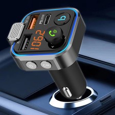 Bluetooth 5.0 Car Wireless FM Transmitter 2USB PD Charger Adapter Hands-Free MP3