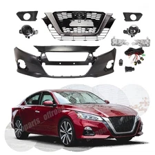 Front Bumper Cover Kit Fog Lights With Grills for 2019 2020 2021 Nissan Altima