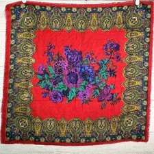 Challis by Berkshire Red Floral Paisley Scarf Made In Japan 30  Square