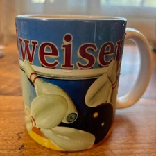 Budweiser Coffee Cup Mug Bowling Where There’s Life by Encore 3 3/4" Tall