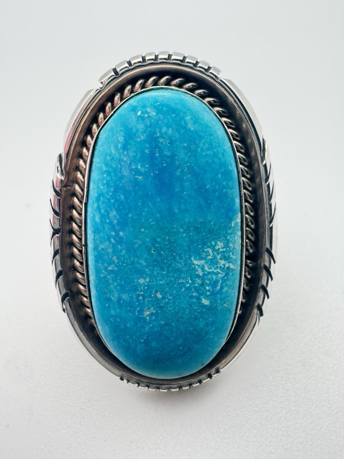 Large Turquoise Statement Ring Sterling Silver Bo… - image 2
