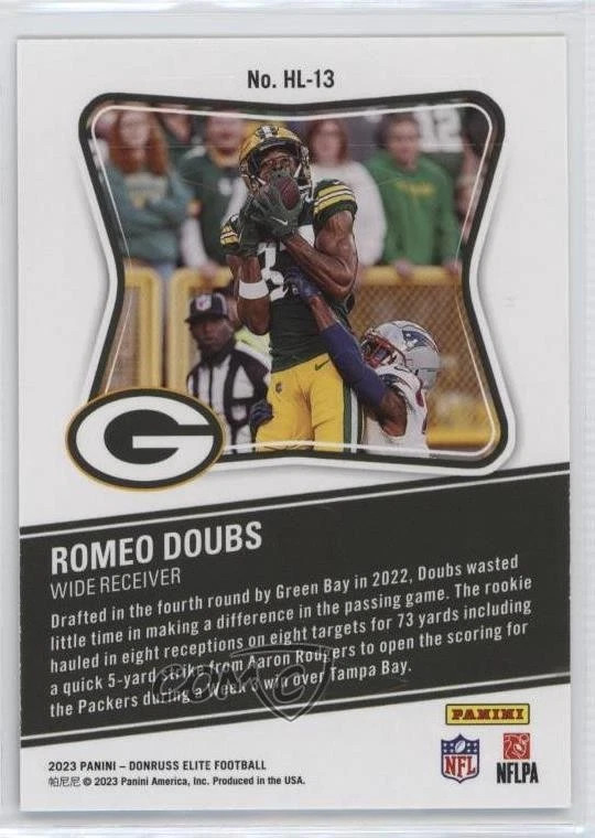 2023 Panini Donruss Elite High Life Romeo Doubs #HL-13 - Image 2 of 2