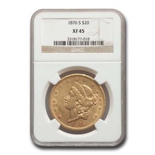 1876-S $20 Liberty Gold Double Eagle XF-45 NGC