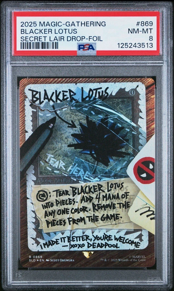 2025 MTG Deadpool Secret Lair #869 Blacker Lotus PSA 8 NM - MT - Image 3 of 4