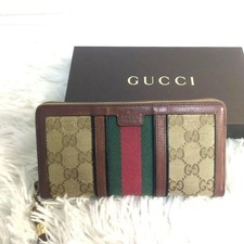 GUCCI Long Wallet with Bamboo Tassel, Sherry Line, GG Canvas, Brown, with Box