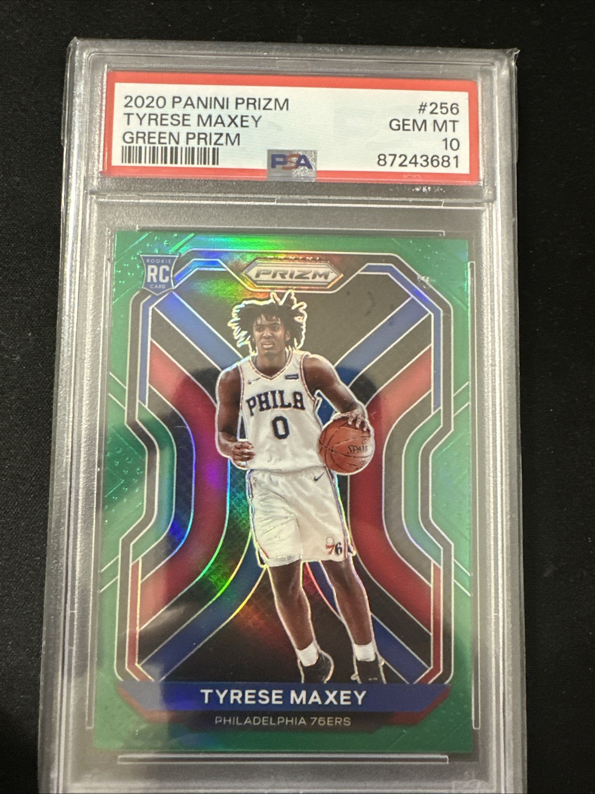 2020-21 Panini Prizm Tyrese Maxey #256 Green Prizm (RC) PSA 10