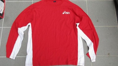 ASICS  - tolles Outdoor Shirt, Langarm, rot weiß, Rundhals, Gr. XXL