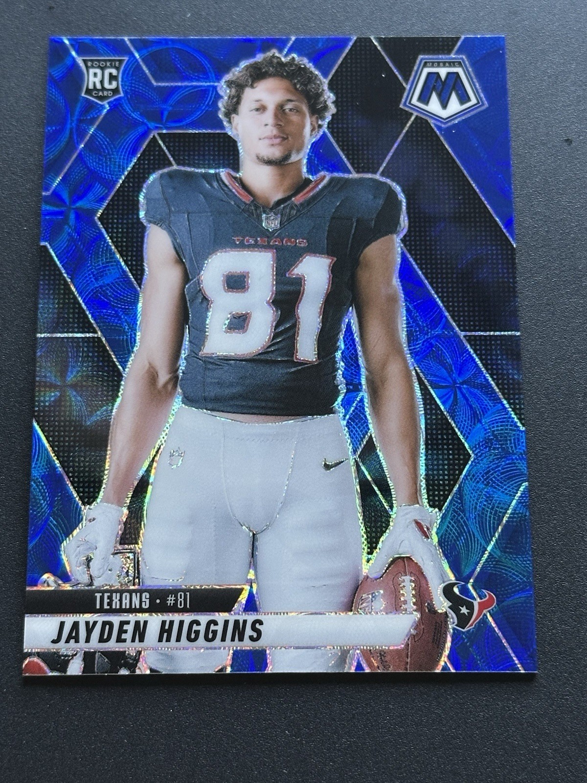 2025 Mosaic Blue Scope Prizm Variation Jayden Higgins #286 Texans RC