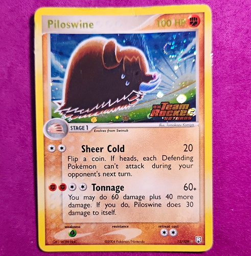 Pokemon Piloswine 13/109 EX Team Rocket Returns Holo Rare SWIRL HP/DMG