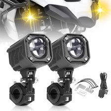 Motorcycle Auxiliary LED Light Offroad Driving Spotlights White/Amber Fog