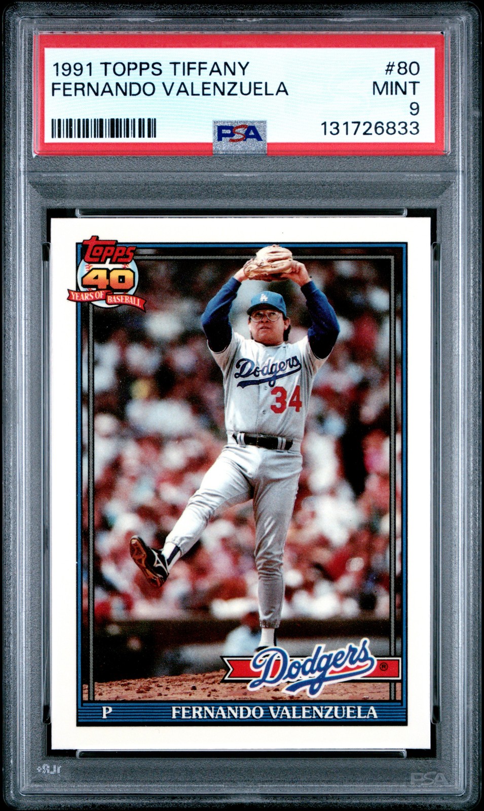 1991 TOPPS TIFFANY #80 FERNANDO VALENZUELA PSA 9