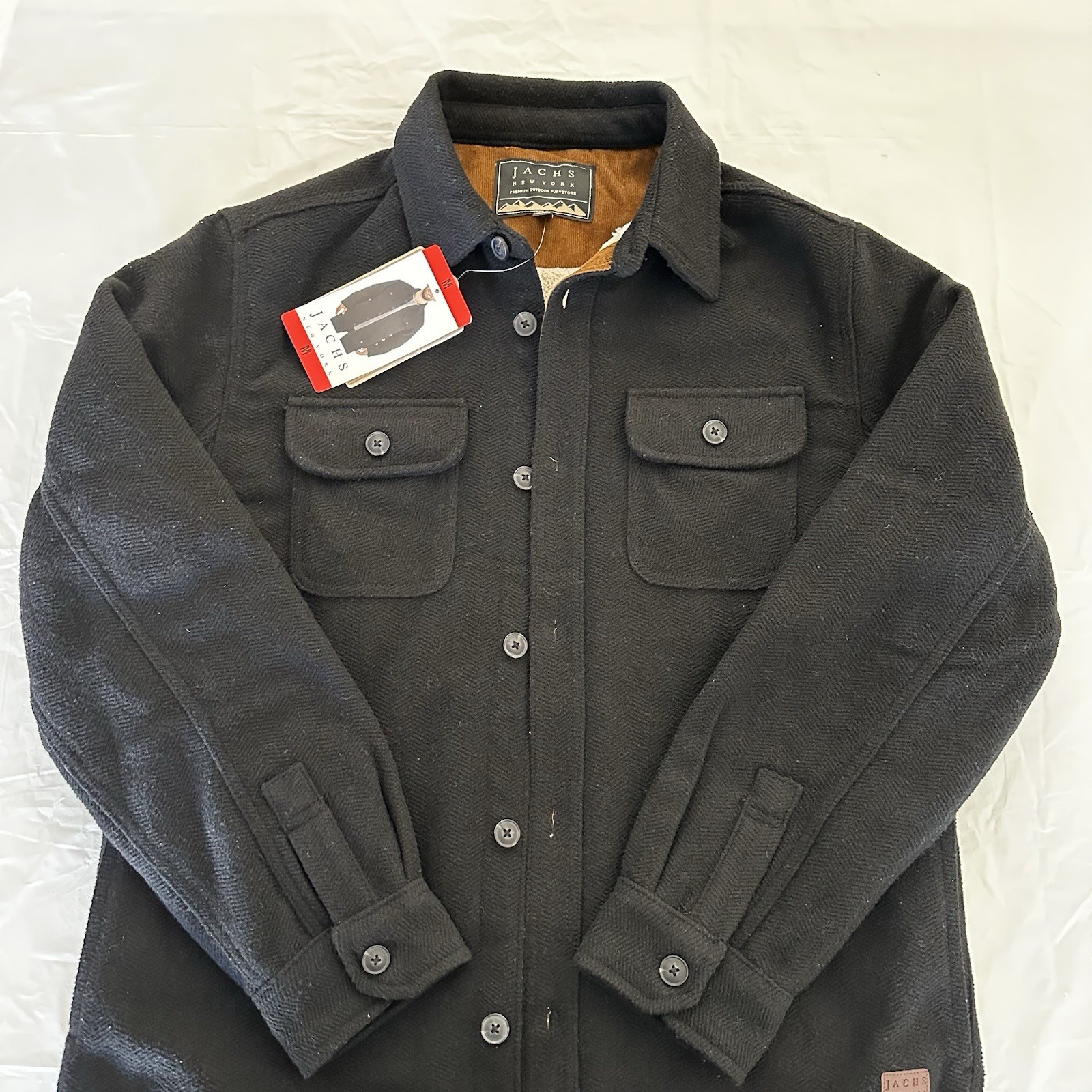 Jachs New York Wool Blend Sherpa Lined Shirt Jacket, Black, Size Medium