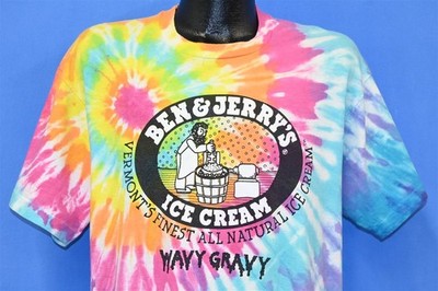 vintage 90s BEN & JERRY'S ICE CREAM TIE DYE WAVY GRAVY VERMONT t-shirt XL