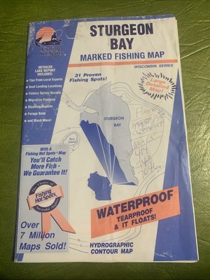 FHS Sturgeon Bay Wisconsin Detailed Lake Map Fishing Hot Spots Deluxe Large