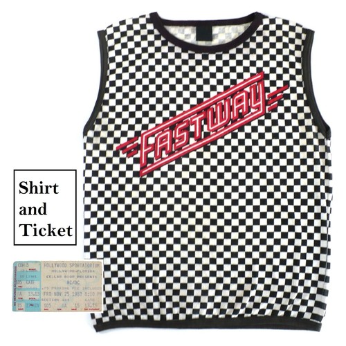 Vintage Checkered Fastway Muscle T-Shirt  & Ticket Stub Tour with AC/DC 1983   M