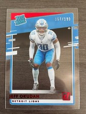 2020 Clearly Donruss Jeff Okudah Rated Rookie RC Red Acetate SP serial /199