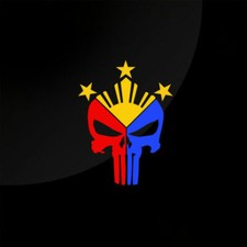 Filipino Punisher Skull Vinyl Die Cut Car Decal Sticker Philippine Flag RL 6" h 