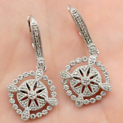 ISP Sterling Silver Filigree Diamond Earrings