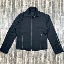 Karl Lagerfeld Mens sz 40 Black Wool Blend Jacket Zip Up Moto w/ Buckle Sides