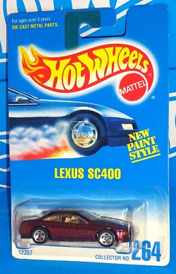 Hot Wheels Mid 1990s Release #264 Lexus SC400 Mtflk Burgundy w/ 5SPs