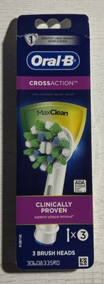 Oral-B CROSSACTION Max Clean- 3 Brush Heads NEW
