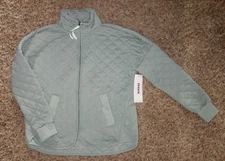 RBX Active Womens Echo Quilted Zip Up Jacket Lightweight Mock Neck Seafoam Small