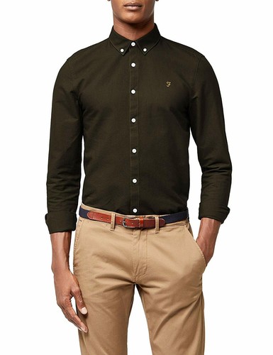 FARAH BREWER SHIRT EVERGREEN OXFORD 