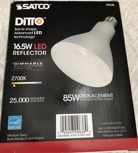 Satco 16.5 watt (85W)  BR40 LED Reflector - 2700K Warm White Dimmable Light Bulb - Picture 2 of 2