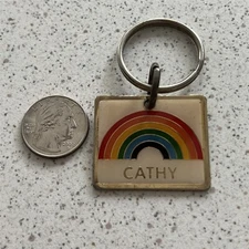 Cathy Name Rainbow Vintage Metal Keychain Key Ring #46120