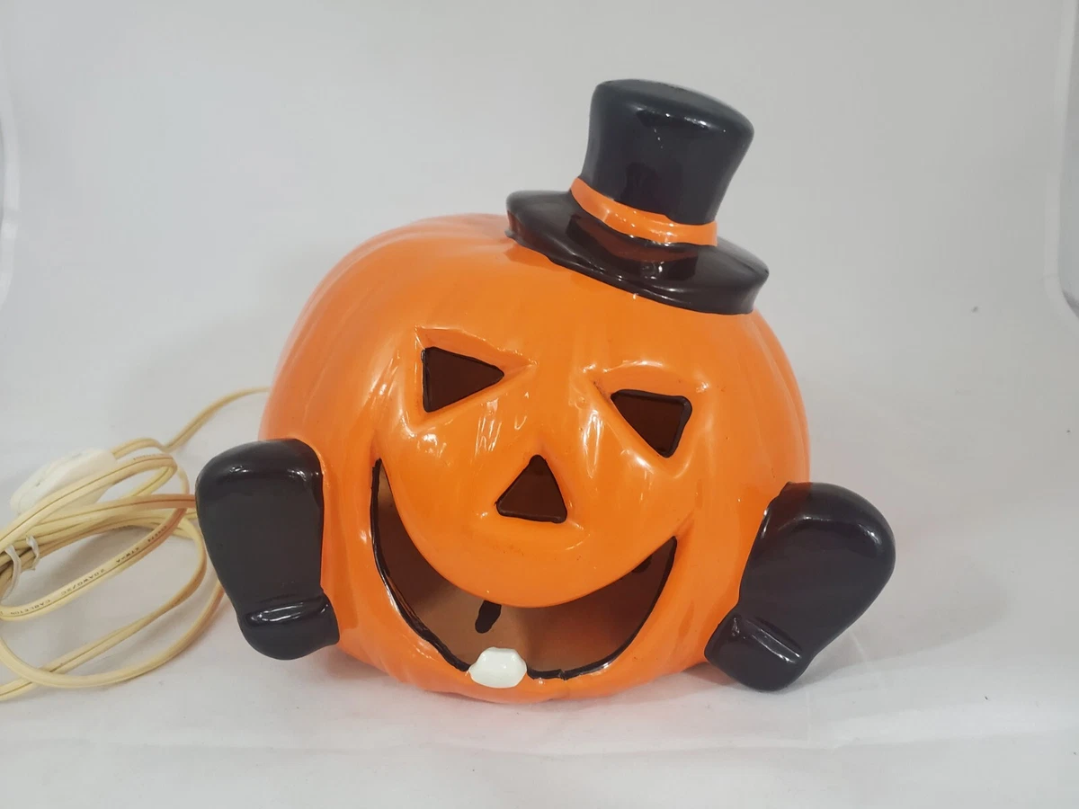 Vintage Pumpkin JOL Ceramic Light for Ceramic Lighted Halloween ...