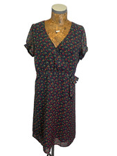 NESS DRESS 16 NAVY RED GREEN Unity Thistle Chiffon Ribbon Wrap NEW RRP £59.99