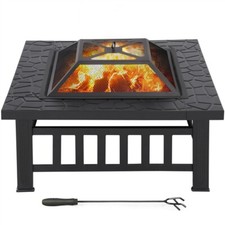 Outdoor Square Fire Pits 81cm for Garden Barbecue,Heating,Cooling Drinks, Black