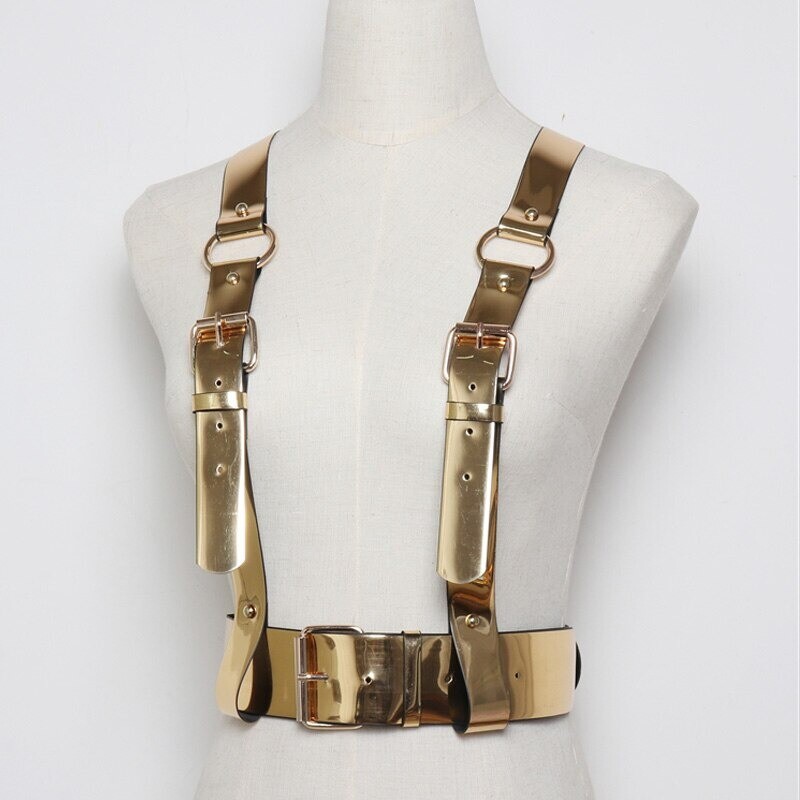 Faux Leather Punk Waist Harness Belt with Buckle, Adjustable, Festival Rave Amazon.com: Maeaccx Leather Garter Waist Belt, Black Punk  main image 4