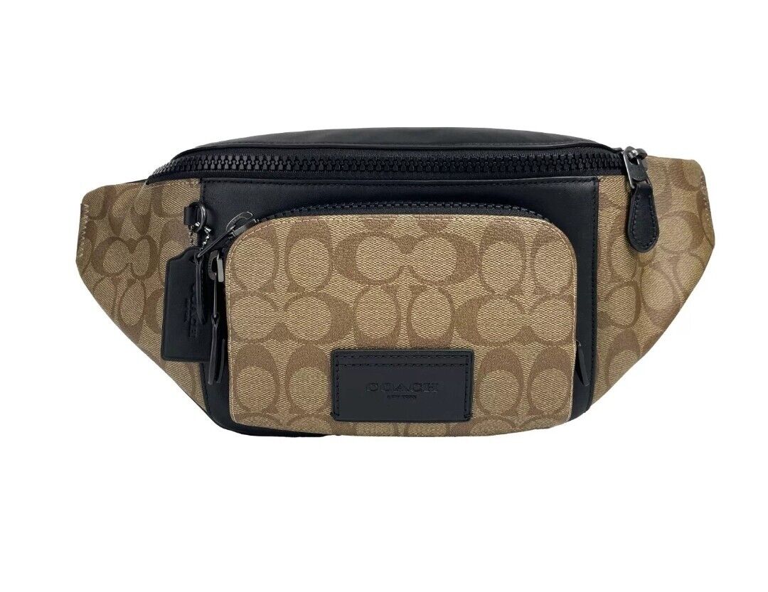 NWT Coach C3765 Track Signature Belt Bag Fanny Pack Khaki NWT Coach C3765 Track Signature Belt Bag Fanny Pack Khaki