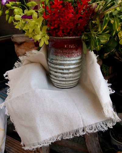 Natural Linen Square fabric Napkin Sheets Fringed Edge - 12 PCS - Choose Size - Picture 4 of 5
