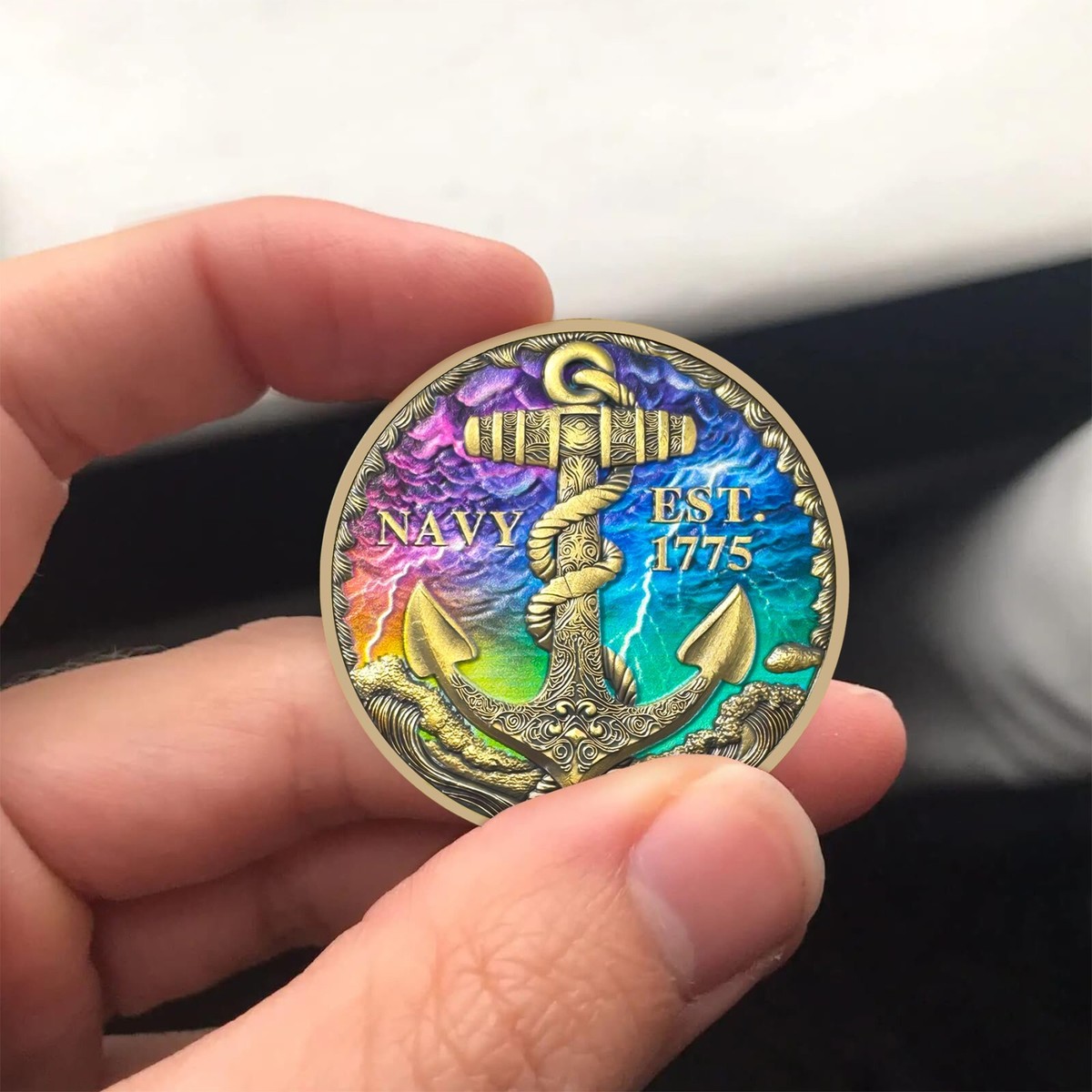 Navy Anchor & Kraken Challenge Coins Thank You Gift for