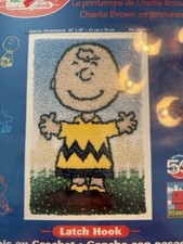Vintage J P Coats Latch Hook Springtime Charlie Brown Kit Peanuts Crochet Rug