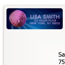 Disco Ball Birthday Party Personalized Return Address Stickers - 27 labels