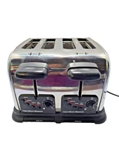 Hamilton Beach Classic Chrome 4 Slice Toaster With Crumb Tray Bagel Slot Setting