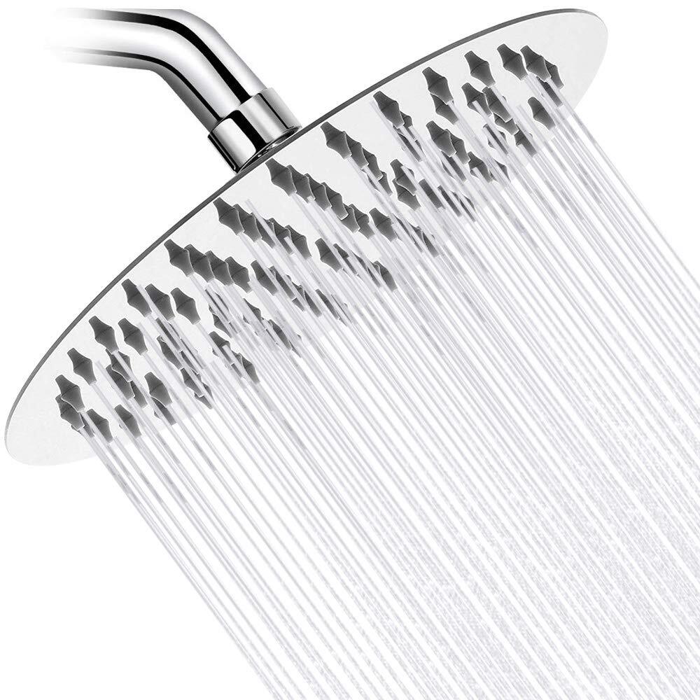 High Pressure 8'' Shower Head, Round 304 Stainless Steel Rainfall Shower Head...