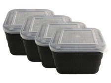 4X 3 Pint Bait Tubs Maggot Bait Box Black Coarse Match Fishing Carp Fishing