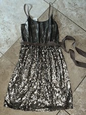 NWT EXPRESS Bronze Sequin Spaghetti Strap Belted Cocktail Dress XS $108