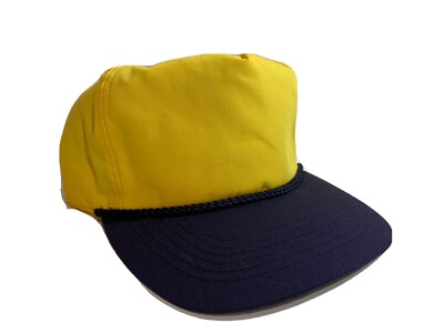 VINTAGE NEW OTTO YELLOW BLUE ZIP HAT CAP ADJUSTABLE ADULT SZ BLANK
