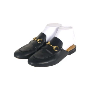 Mocassins mules plats femme Gucci Princetown US5,5 EU36 cuir noir Horsebit
