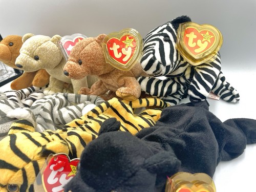 VTG TY Beanie Babies MWMT in Cases Tiger Bear 8 Lot 1993-1999 Tag Errors KR 1965 - Picture 3 of 21