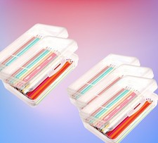 5-Pack Clear Plastic Pencil Boxes Large Capacity Storage Case for School Off